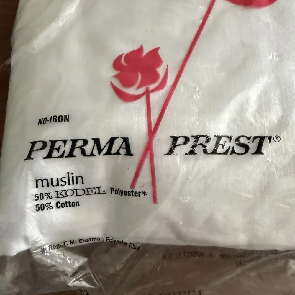 VTG Sears Fitted Full Bottom Sheet No-iron Prema Prest Muslin New Old Stock